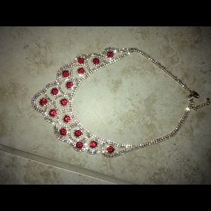 Silver and red necklace